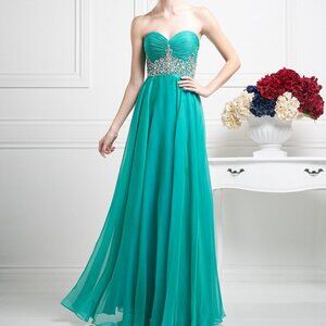 Strapless Sequin Bodice A-Line Shape Dress CD7664